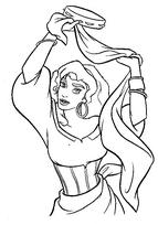 coloriage esmeralda joue du tambourin